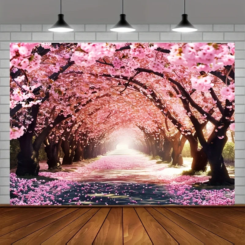 Cherry Blossom Tunnel Wall Art Canvas Print Spring Flower Path Home Decor Japanese Garden Landscape Nature Photography Living