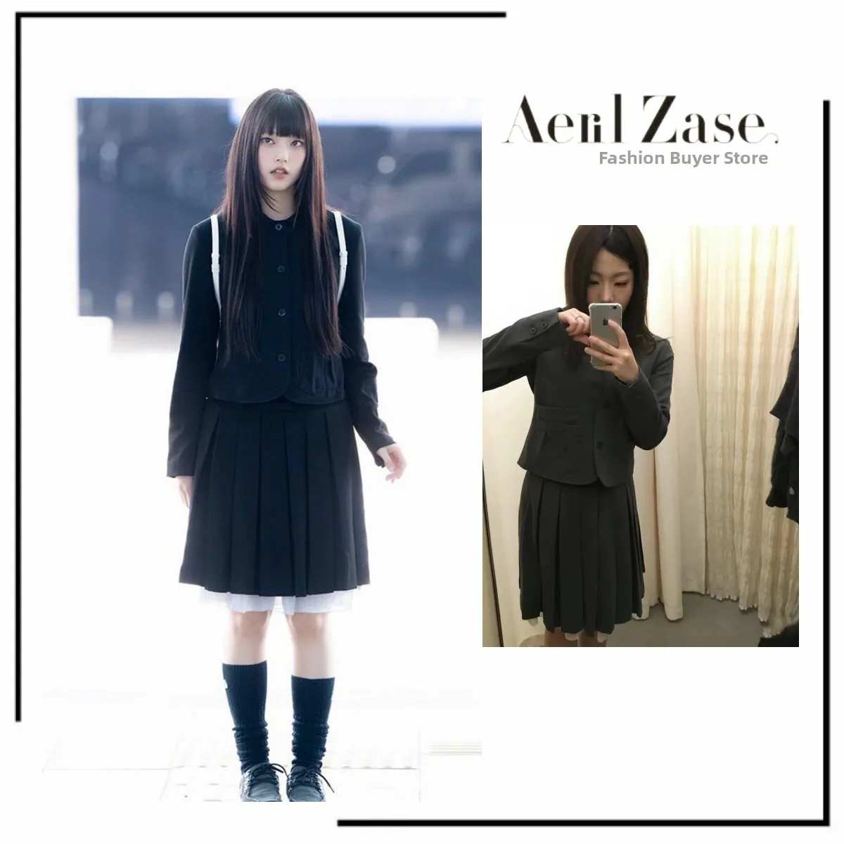 

Coyseio Spring Summer Plaid Skirt Suit School orm Set for Girls Young Women Faionable Outfit Ensemble Japanese Sle