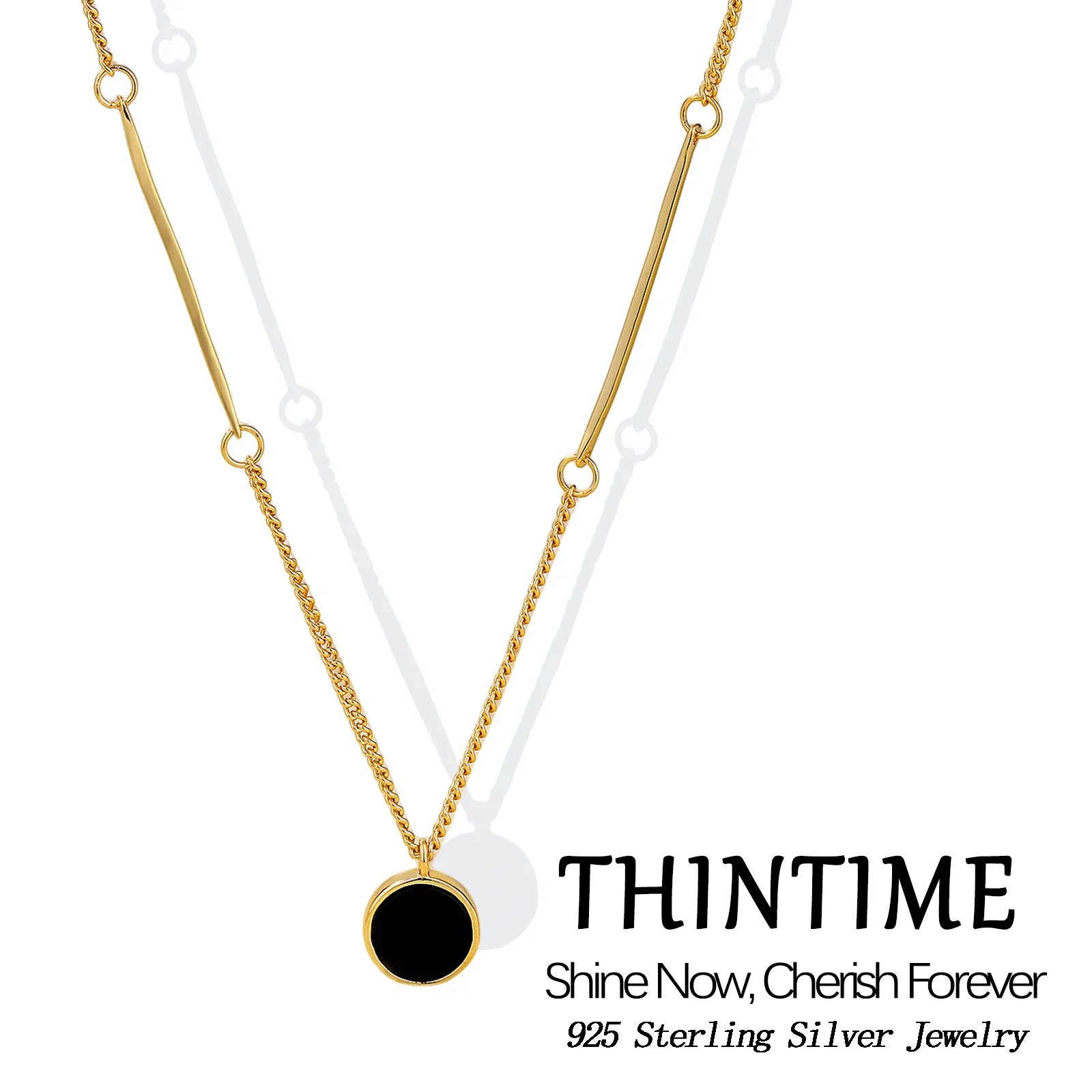 

925 Sterling Silver Coin Necklace for Women of Black Onyx Fine Jewelry Anniversary Birthday Gifts for Women Mom Wife Her