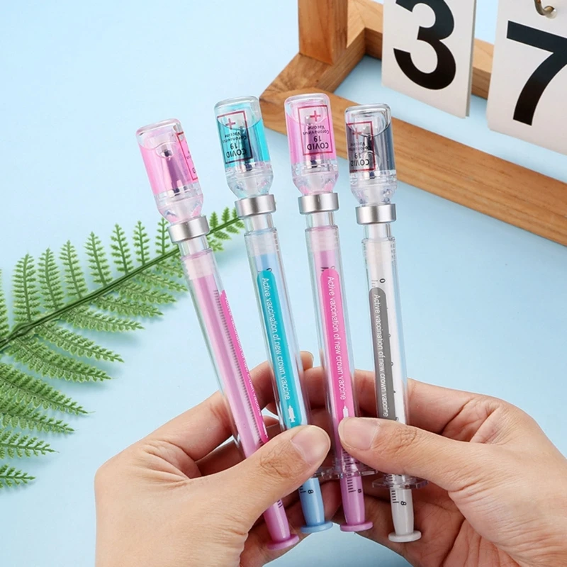 4pcs random color Syringe Pens Creative-Fun Pen Novelty Medical Ballpoint Pens Gift for Nurse Doctor Pretend Play Party Supplies