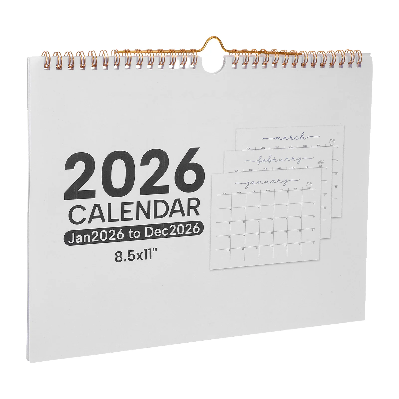 

2026 Wall Calendar Hanging Spiral Bound 12 Months Planner Blank Daily Schedule Family Holiday Office Reusable Wall Calendar