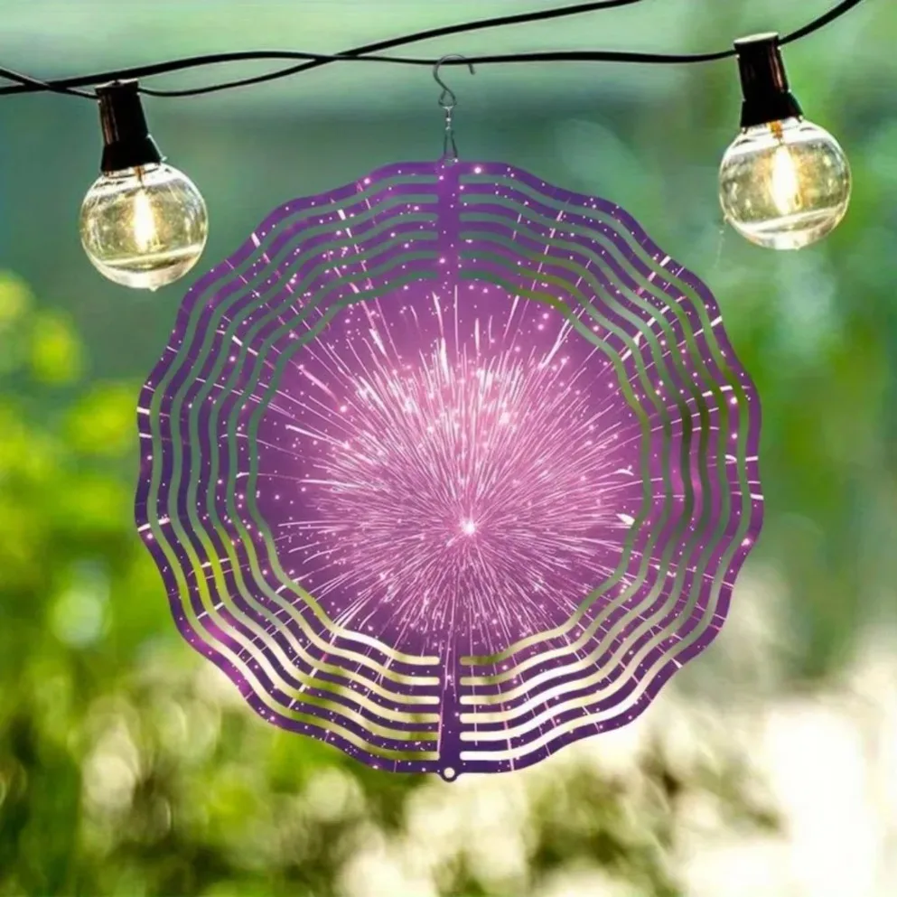 1PC Firework Wind Spinner | 2d 360° Rotating Metal Art for Outdoor Garden Decor | Halloween & Christmas Gift for Celebration