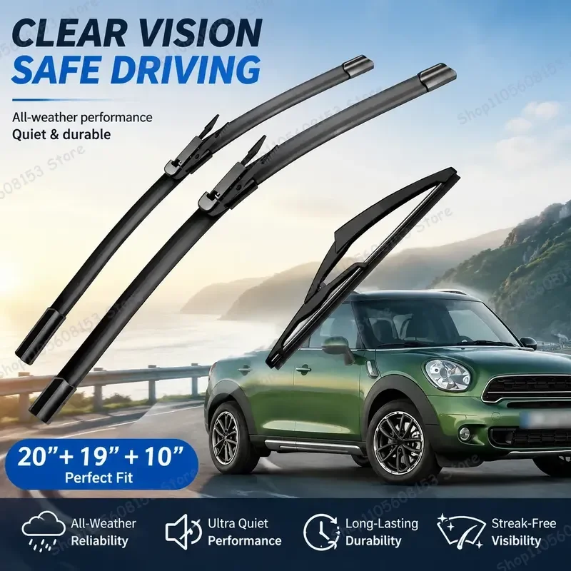 For MINI Countryman R60 2010–2016 Windshield Wiper Blades 20 inch Driver Side 19 inch Passenger Side 10 inch Rear Wipers