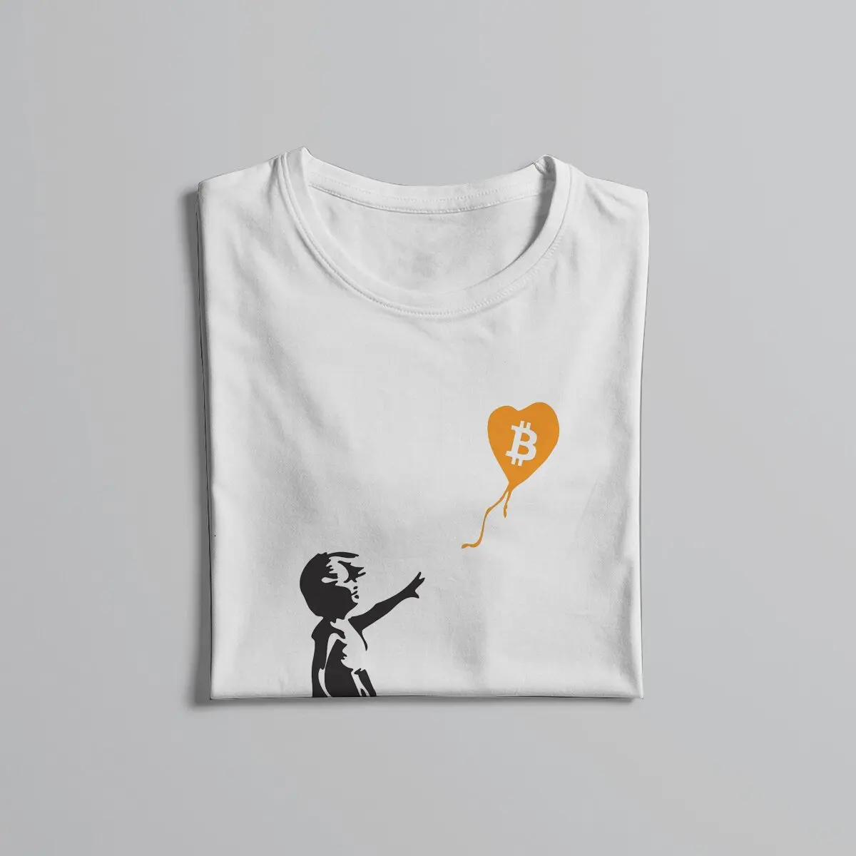 Bitcoin Cryptocurrency Meme Bansky Balloon Girl T Shirt Goth Men Tees Summer Clothing Polyester Crewneck TShirt