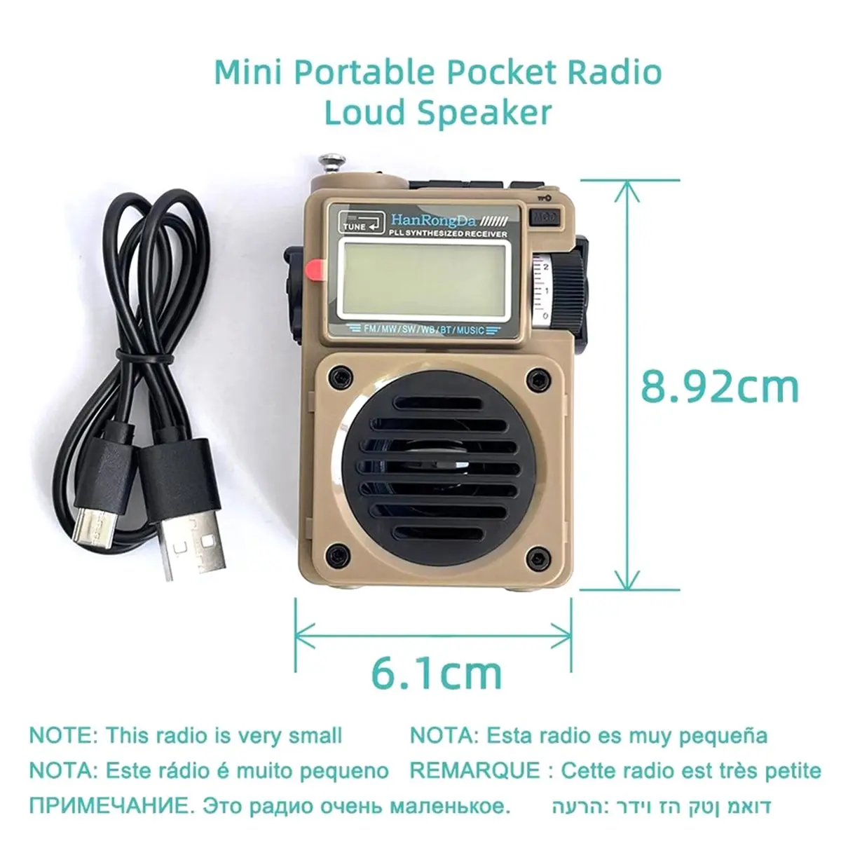 Y1310A*☀▃ Radio Mini Pocket FM AM MW SW Full Band Receiver LCD Screen Music Player Support Bluetooth MP3 TF-Card Loudspeaker - view 6