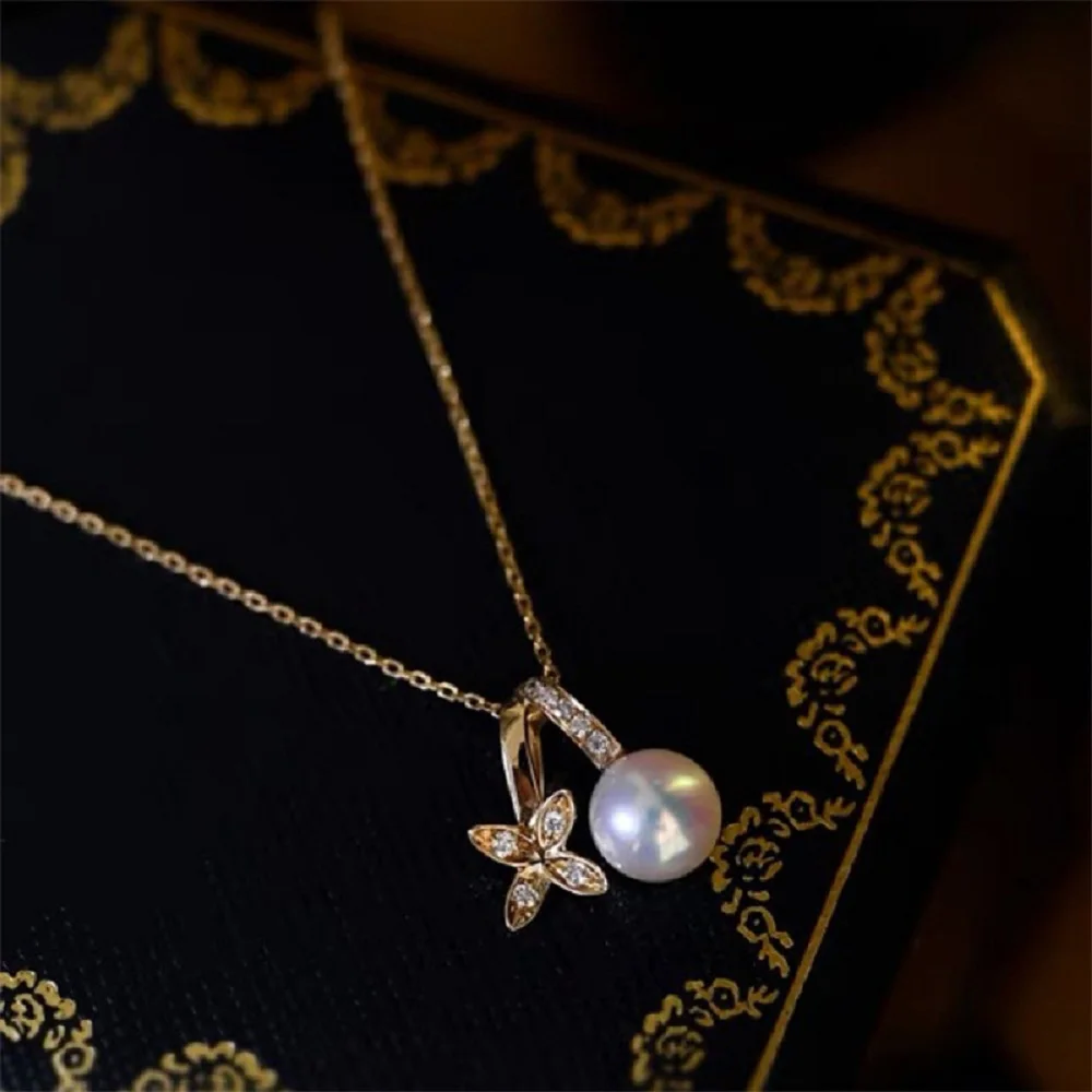 Charming Pearl 18K Gold Wrapped Copper Thick Gold Plated Key Same Style Pendant 6-8mm