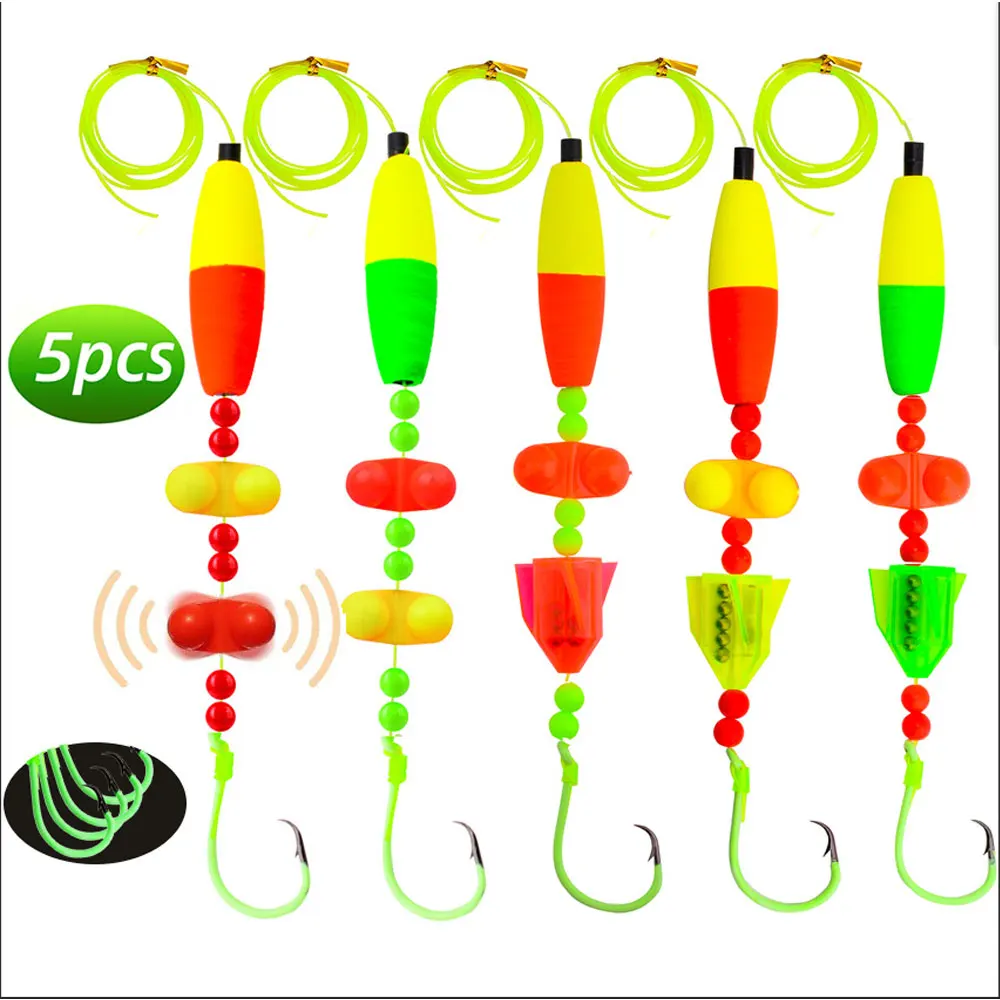 

5pcs Catfish Float Rigs 6/0 8/0 10/0 Circle Hooks Versatile Catfish Rigs with Rattler Equipment Cooper Rigs for Catfish Fishing
