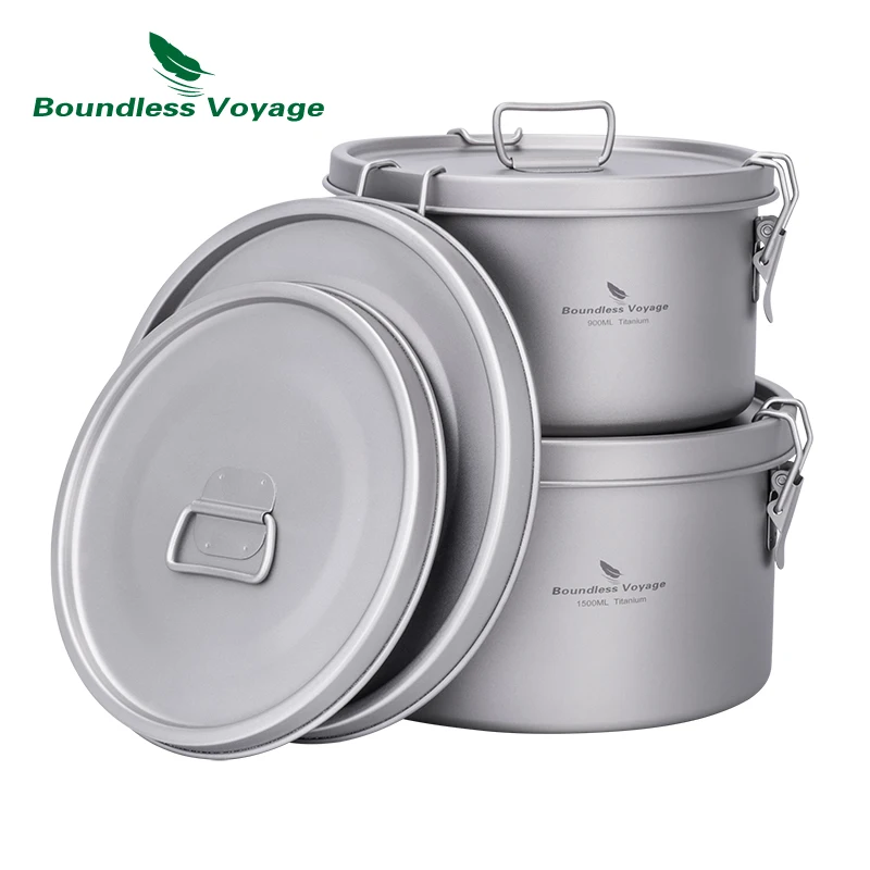 

Boundless Voyage Titanium Multi-Functional Food Storage Container Portable Pot with Sealed Lid and Vent Lid for Camping Hiking