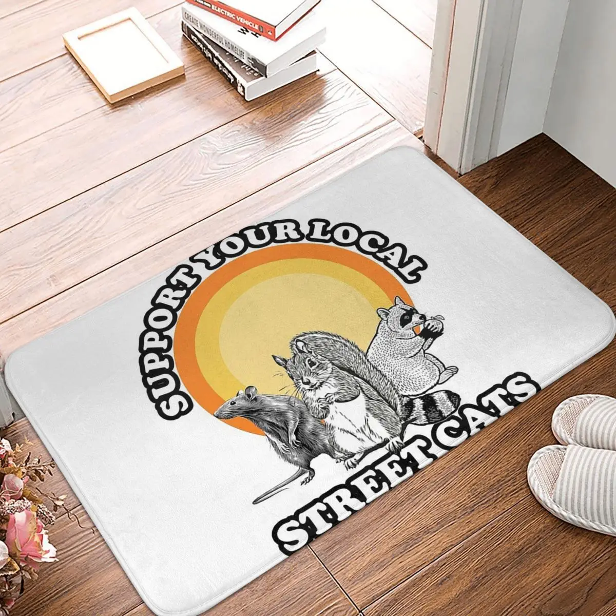 Support Your Local Street Cats White Background Non-slip Doormat Floor Mat Carpet Rug for Kitchen Entrance Balcony Footpad Mats