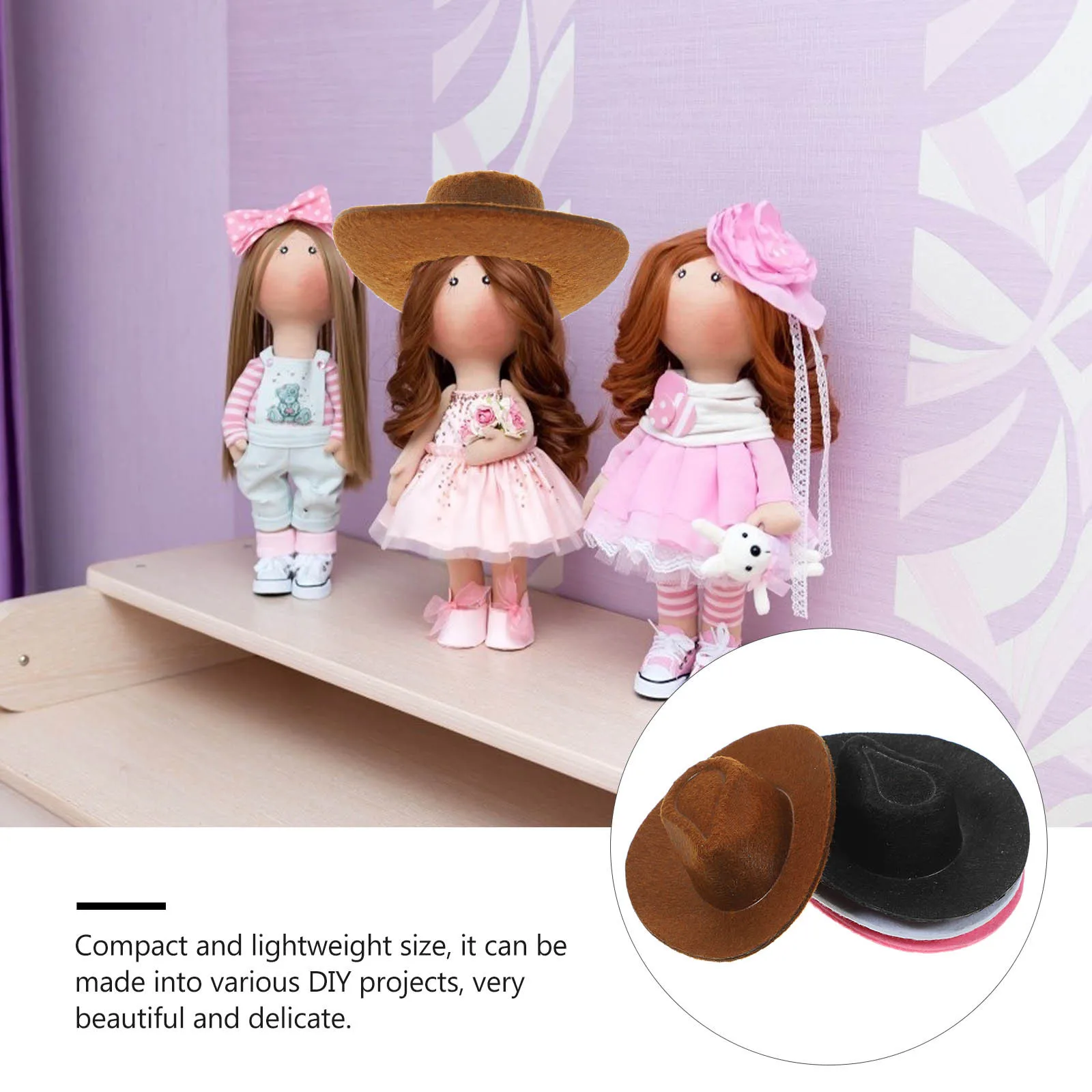 4 szt. Miniaturowe ozdoby w kształcie kapeluszy, wielokrotnego użytku, z włókniny, kapelusze kowbojskie do fotografii, stylowe dekoracyjne mini akcesoria DIY