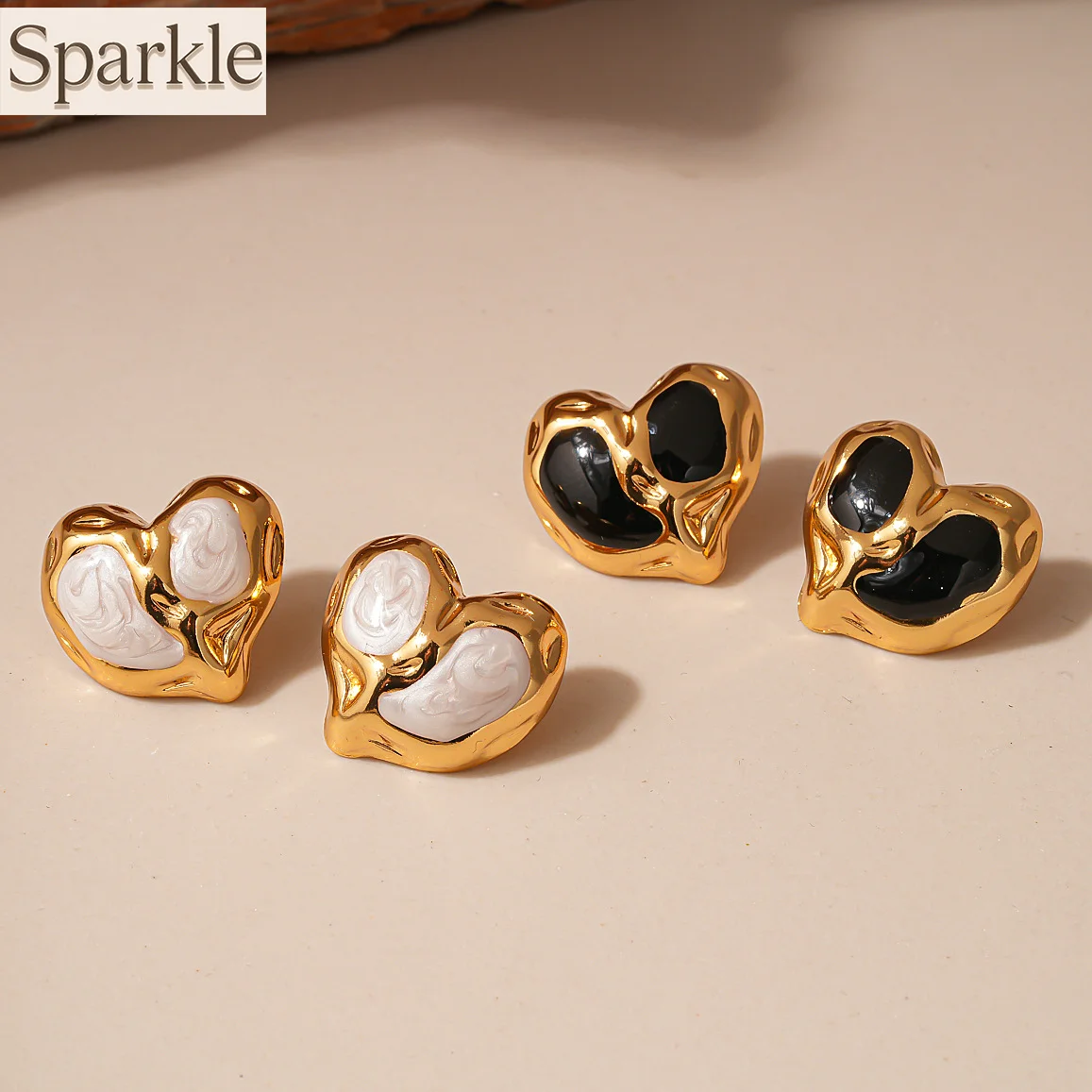 

Stainless Steel Black Enamel Drip Heart Teardrop Stud Earrings for Women Minimalist Fashion Style Luxury Ear Pendant Jewelry