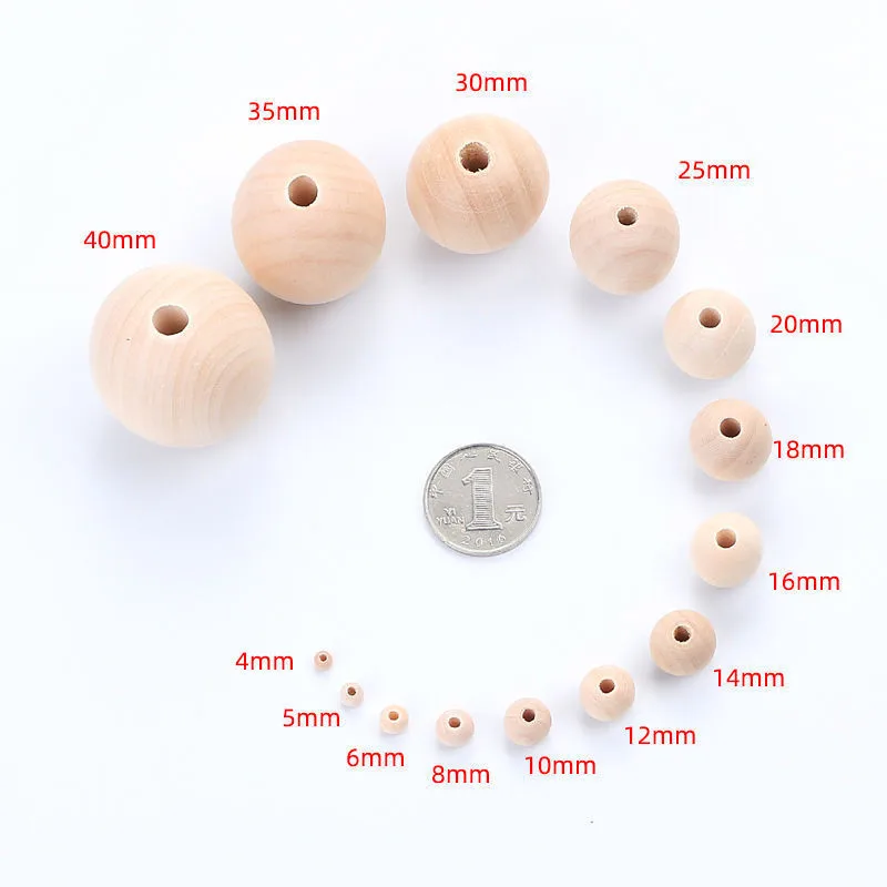 Cuentas de madera Natural para fabricación de joyas, accesorios espaciadores sueltos redondos, abalorios de bolas de perlas de madera, pulsera DIY, 1-500 uds./lote