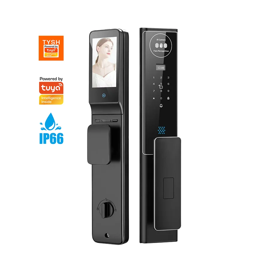 

STLF Ai Tuya Security Smart Home Door Lock Waterproof Face Recognition Fingerprint NFC Card Unlock Aluminum WiFi Front