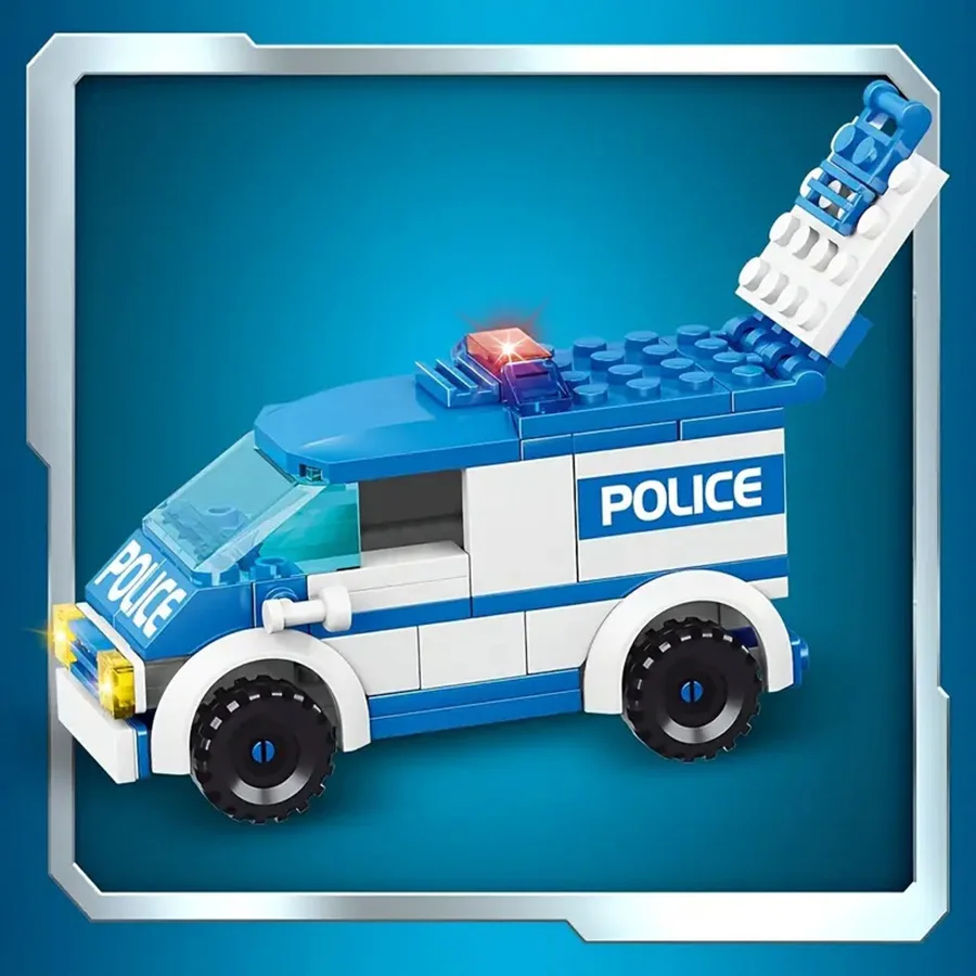 New 826pcs The blue police building, City Police, a city scene with two police cars and accessories Boy and girl birthday gifts