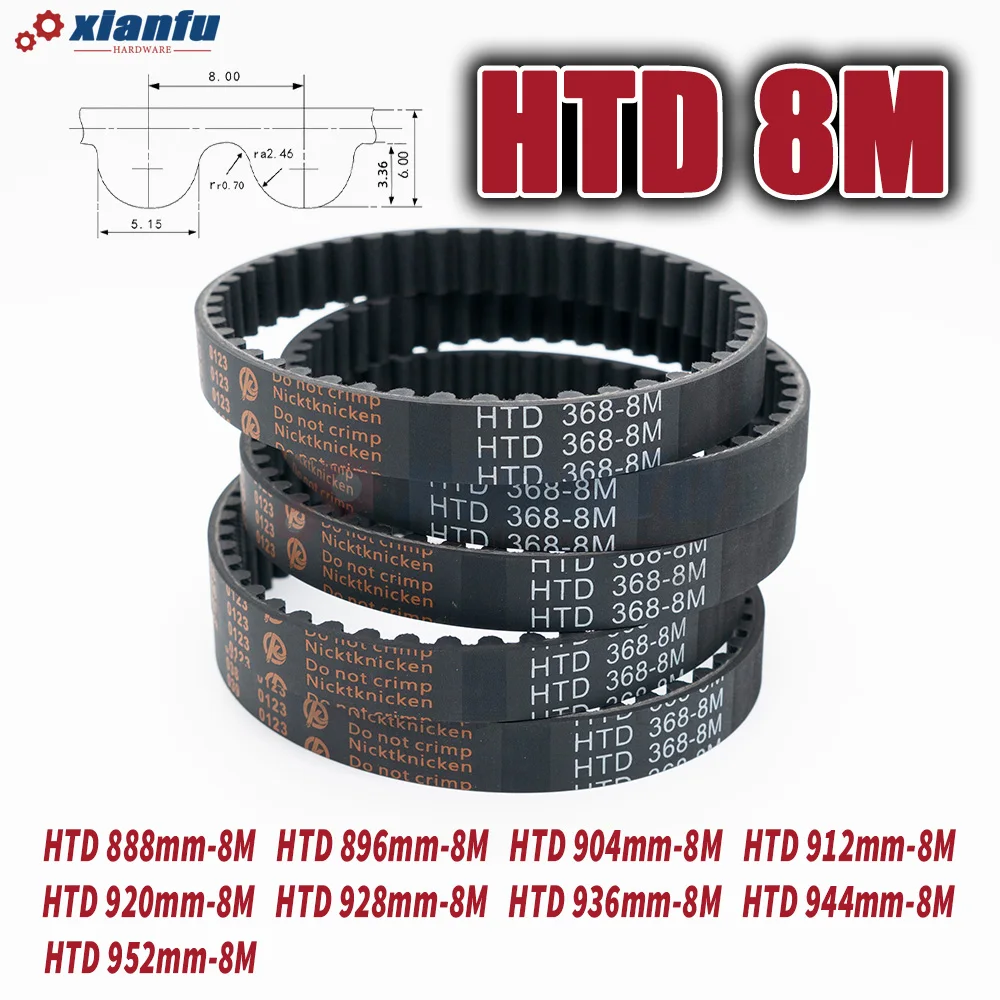 HTD 8M Rubber Timing Belt Perimeter 888 896 904 912 920 928 936 944 952mm HTD8M Machine Drive Transmission Width 10~50mm CNC 8M