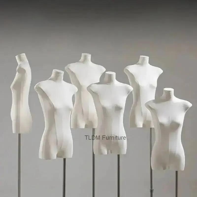 Female Store Flat Display Mannequin, Korean Dress Form with Style Stand for Clothing Slim Bust Window Half-Body