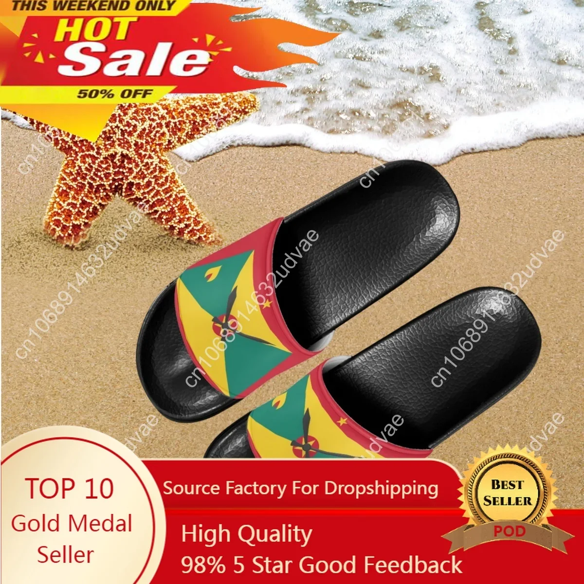

Beach Slides 2023 Fashion Grenada Flag Design Comfortable Non Slip Women Home Slippers Casual Flats Summer Bathroom Zapatillas
