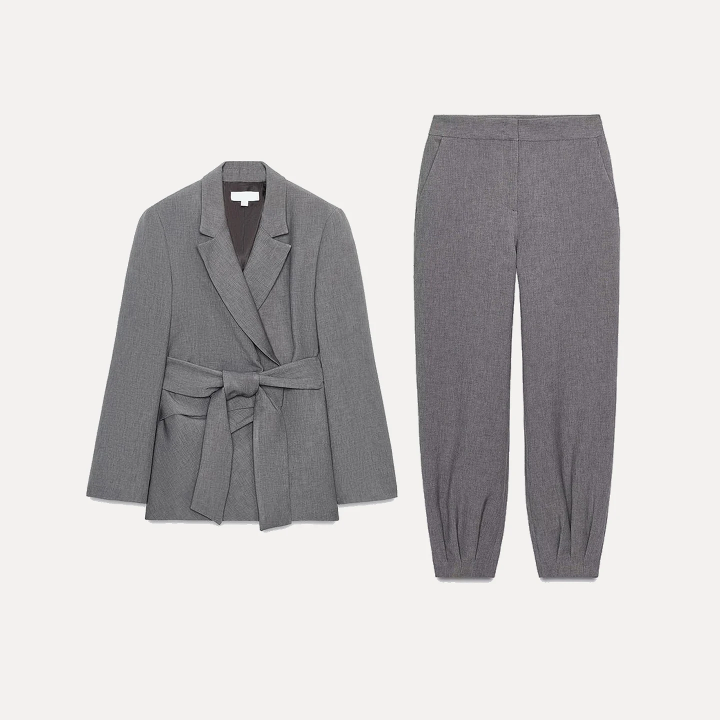 بدلة نسائية جديدة لخريف 2025 مع وسادات كتف سراويل فانوس بحزام عالية الخصر طقم طويل Sve أوروبي Sle Faion #5