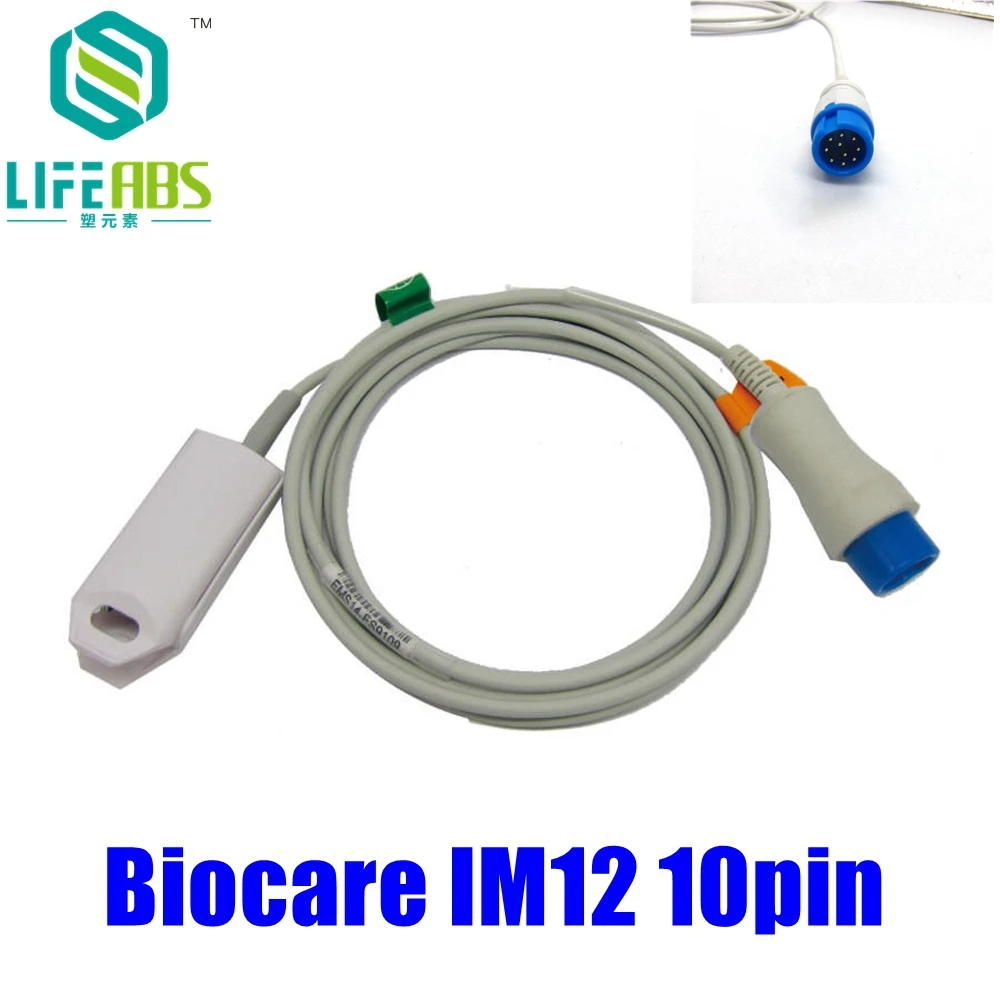 

Adult Finger Clip Ear Clip Silicone Long Cable Oxygen Spo2 Sensor Reusable Oxygene Sensor for Biocare Im12 10pin Patient Monitor