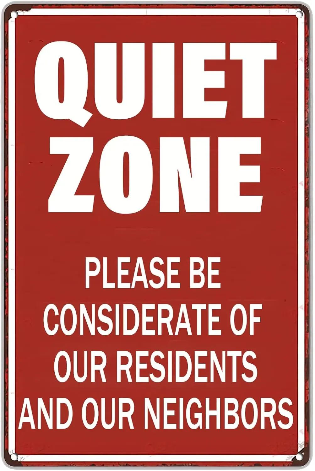 Warning Metal Plaque Poster Tin Signs,Quiet Zone Please Be Considerate Of Our Residents And Our Neighbors Retro Wall Decor Metal