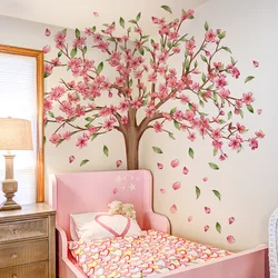 3pcs Peach Tree Deciduous Sticker Living Room Bedroom Background Wall Home Decorative Wall Sticker Wallpaper Ms9265