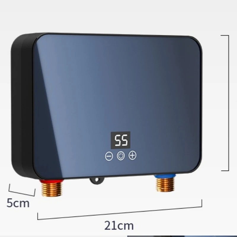 Kitchen Instant Water Heater 6000W Mini Tankless Electric Water Heater Wall-Mounted with LED Display Remote Control for Bathroom