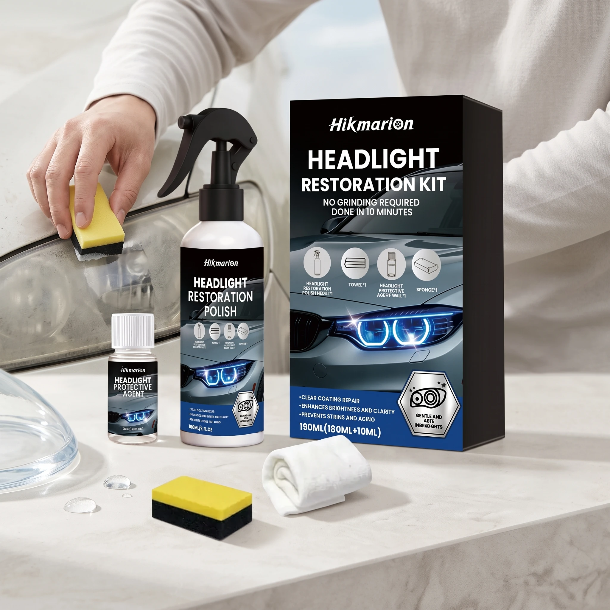 Car Headlights Restoration Kit Anti Oxidation Remove Yellowing Restore Clarity Repair Fog Scratch Headlight Polishing Fluid Tool