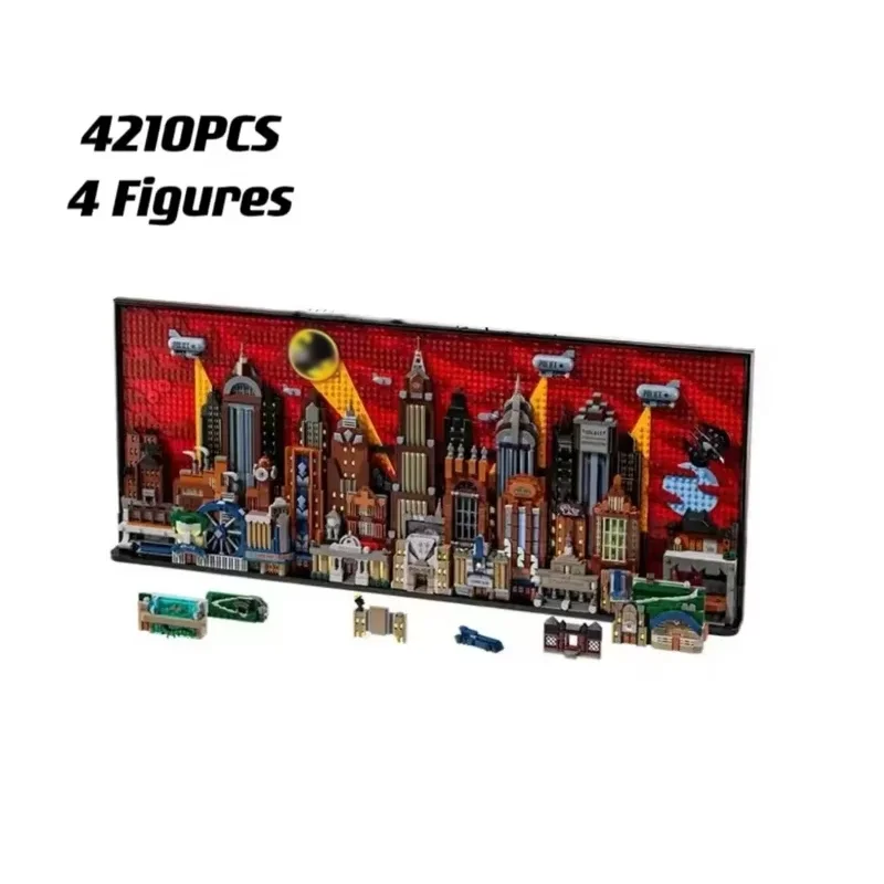 Neu eingetroffen: 4210-teiliges Anime-Serie Bat City Architektur Skyline-Baustein-Set zur Heimdekoration, Geschenk für Geburtstage und Weihnachten