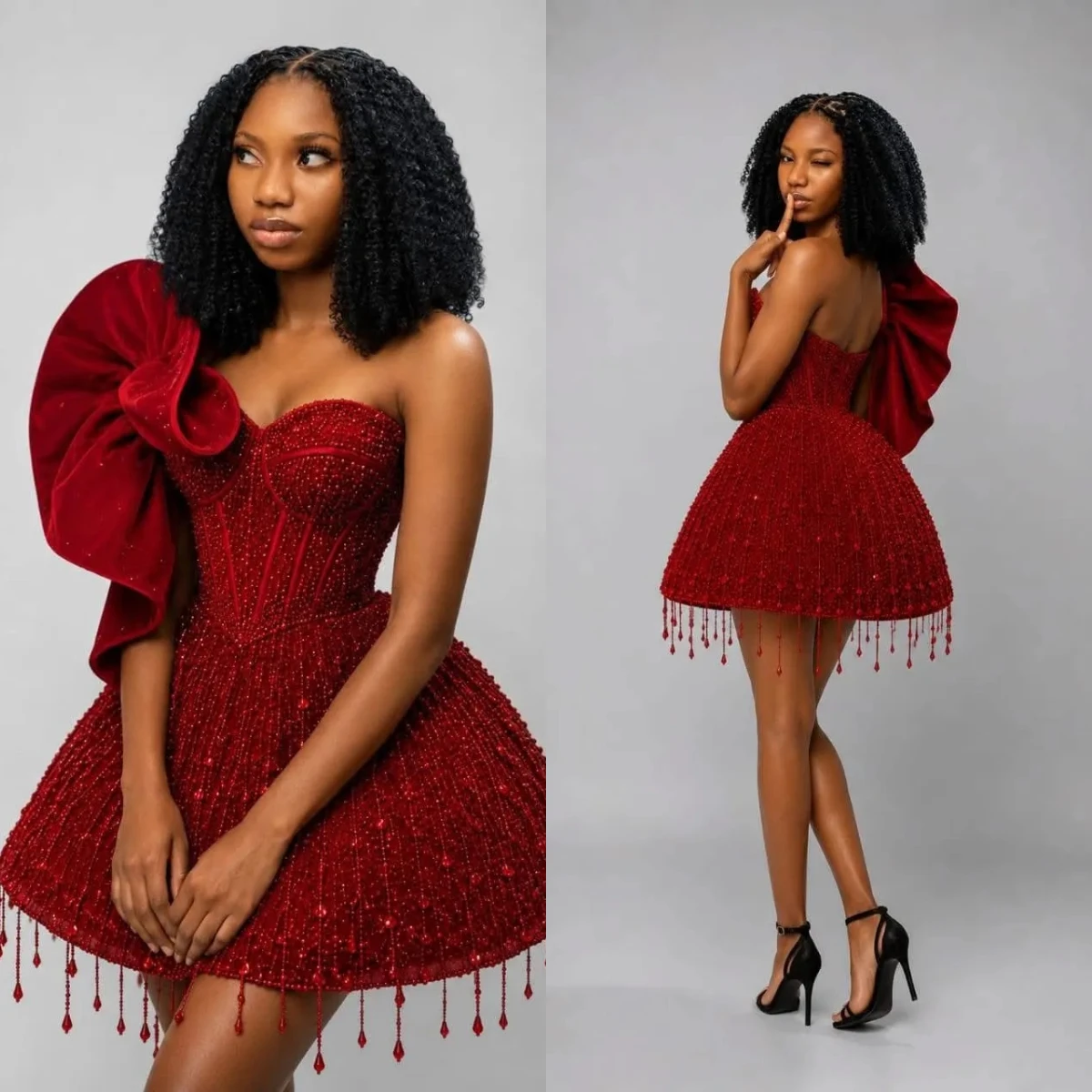2026 Red A-line Cocktail Dress Sweetheart Beaded Tassels Sequined Short Mini Graduation Homecoming Formal Prom Dress Customized