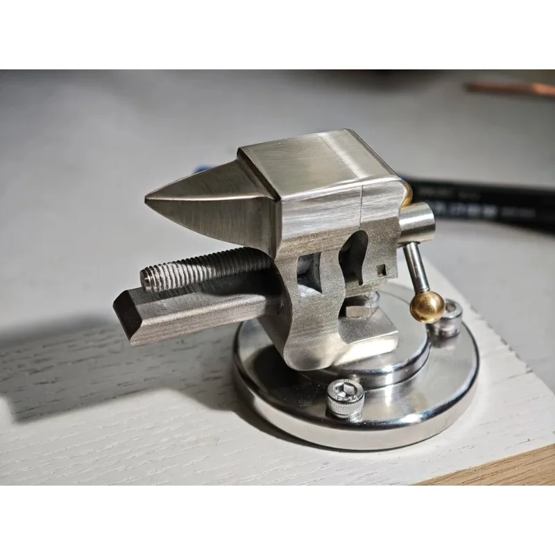 Adjustable 1 Inch Desktop Bench Vise with Anvil & Swivel Base, 304 Stainless Steel Mini Clamp for Watch Repair DIY Projects