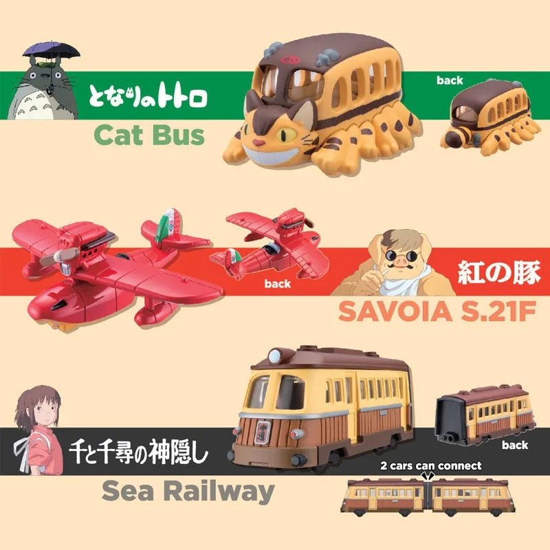 TAKARA TOMY Seri Chibi Cat Bus My Neighbor Totoro Anime Mainan Model Mobil Koleksi mainan sebagai hadiah untuk anak-anak