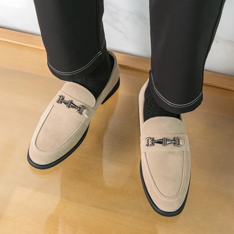 

Брендовое качество, мужская замшевая повседневная деловая обувь, дышащие и удобные низкие лоферы, модная обувь в корейском стиле