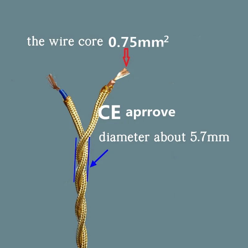 

2 Core Electrical Wire Vintage Twisted Fabric Cable Woven 0.75mm*2 Cord Textile Cable Pendant Lamp Cord Edison Lighting wire