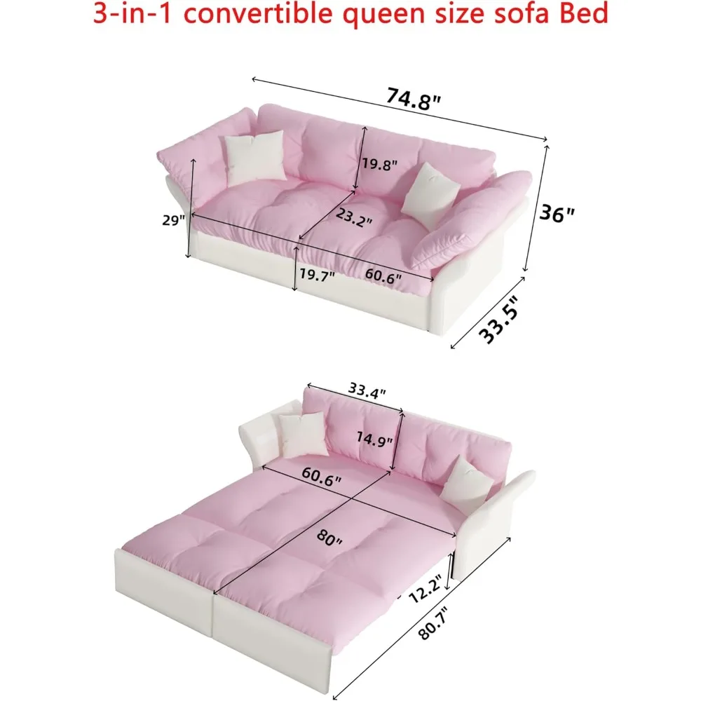 أريكة نوم 3 في 1 قابلة للتحويل مع مساحة تخزين، أريكة فوتون مريحة قابلة للسحب للاستخدام على الأرض، أثاث مثالي موفر للمساحة #2