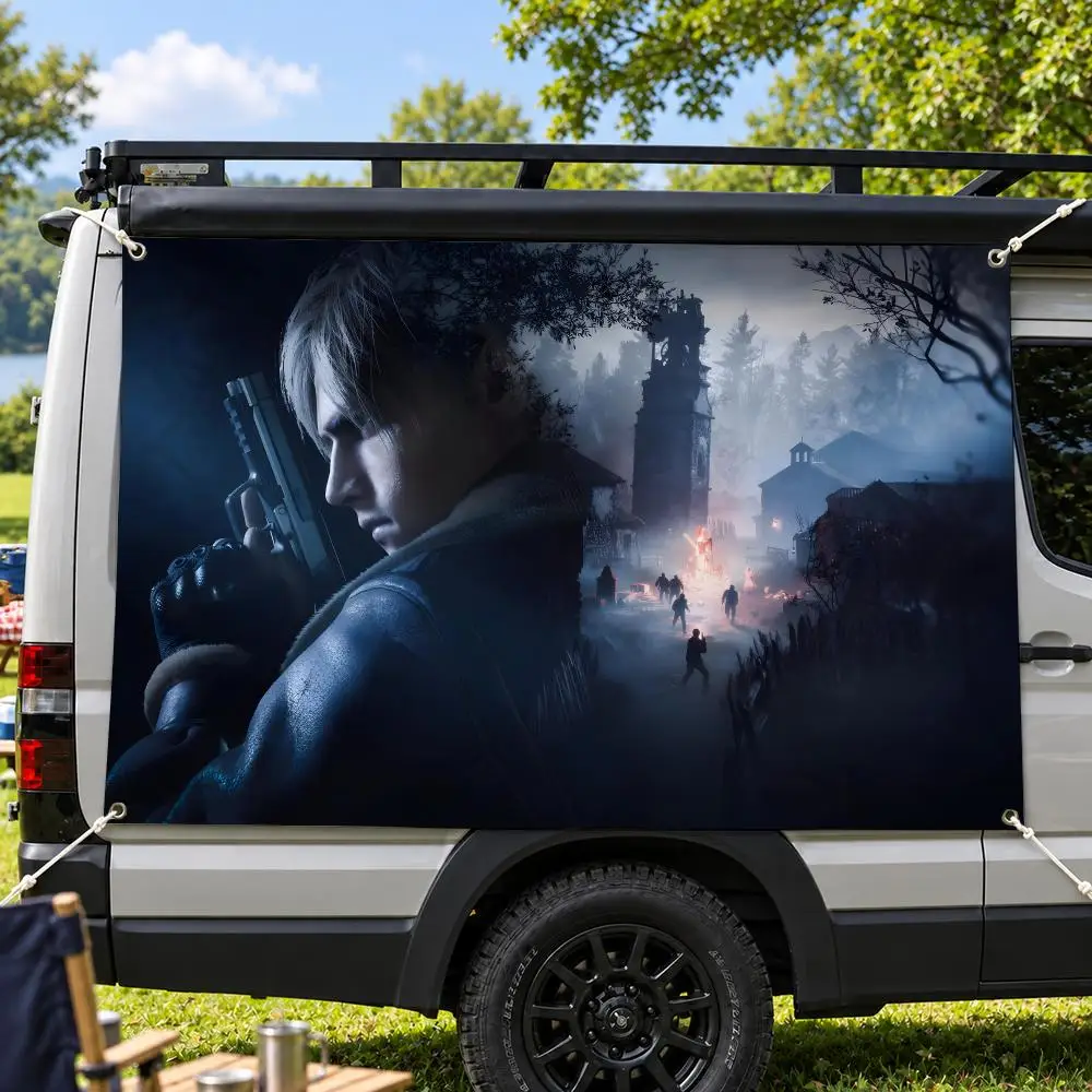 R-Resident E-Evil Leon Kennedy Flags Custom Wall Hanging Background Art Banner For Bedroom Home Living Room Outdoor Decor
