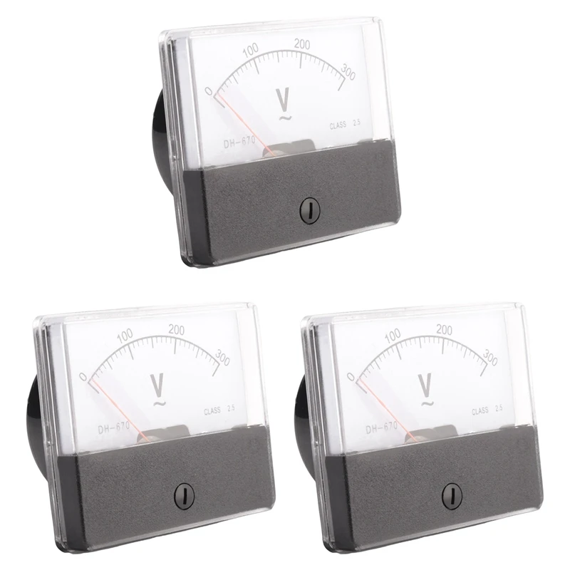 3X Rectangle AC 0-300V Gauge Analog Voltage Panel Meter Voltmeter DH670