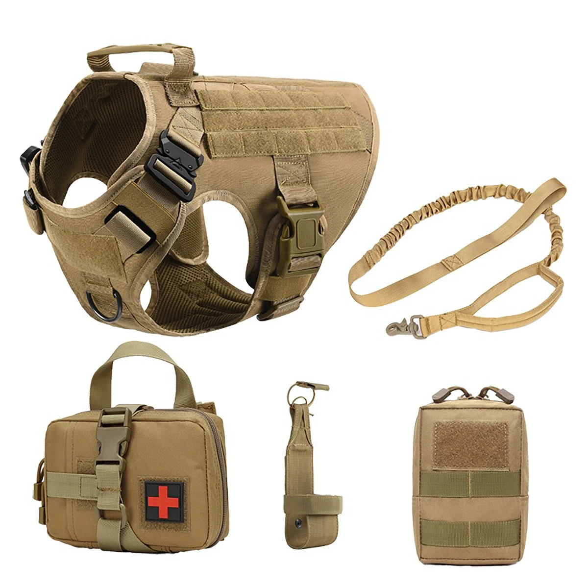 

Emergency-Ready Pet Harness with Medical Pouch - Durable Polyester Vest for Walking & Training