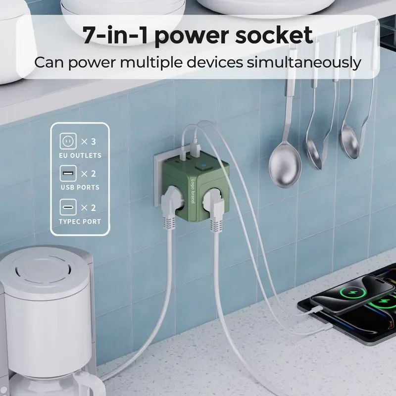 BOLRZO Custom Extended Cube Smart Home Power Sockets New Design 16A Rated Current European Union Standard Wall Sockets 2