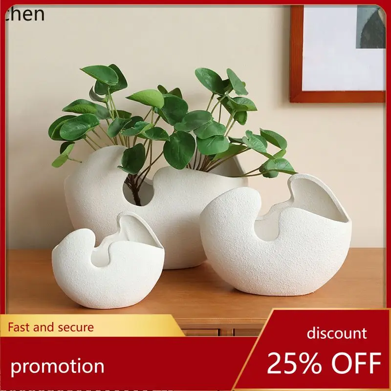 Zml Keramikvase - kreatives, modernes, modisches Blumenarrangement, unglasiertes Wohndekor-Ornament