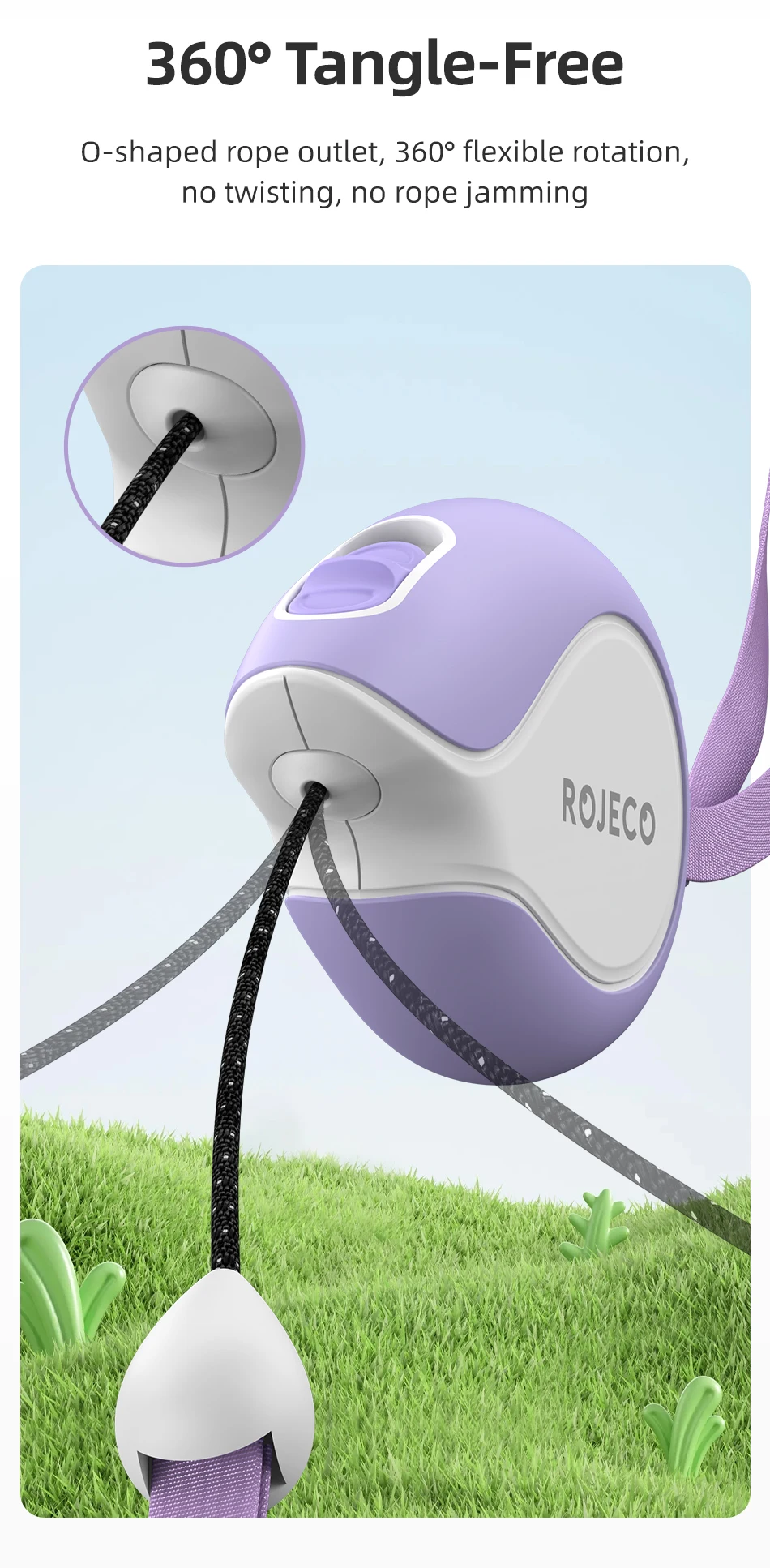 ROJECO Mini automatische einziehbare Hundeleine, 3 m ausziehbares Seil für Outdoor-Reisen, Wandern, Haustier, Katze, Hunde, Zugseil – Detail 9