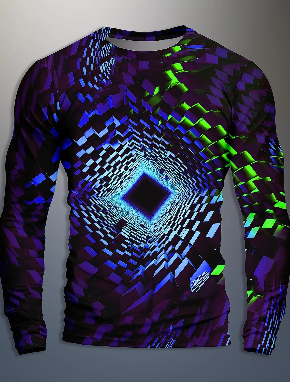 Graphic Geometric Illusion Trick Everyday Design Art Men's 3D Print Party Casual Vacation Long Sleeve Crew Neck Spring Autumn