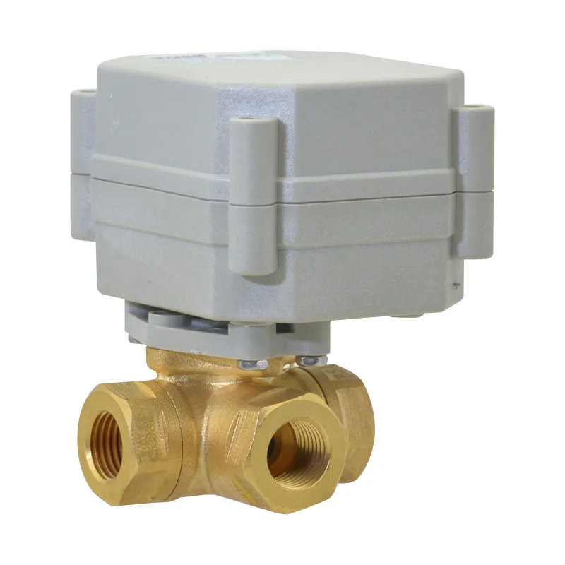 DN15 1/2'' Dc12v Dc24v Mini Electric Control Water Treatment Actuator Ball Valve 3 Way Brass Automatic Actuator Valve