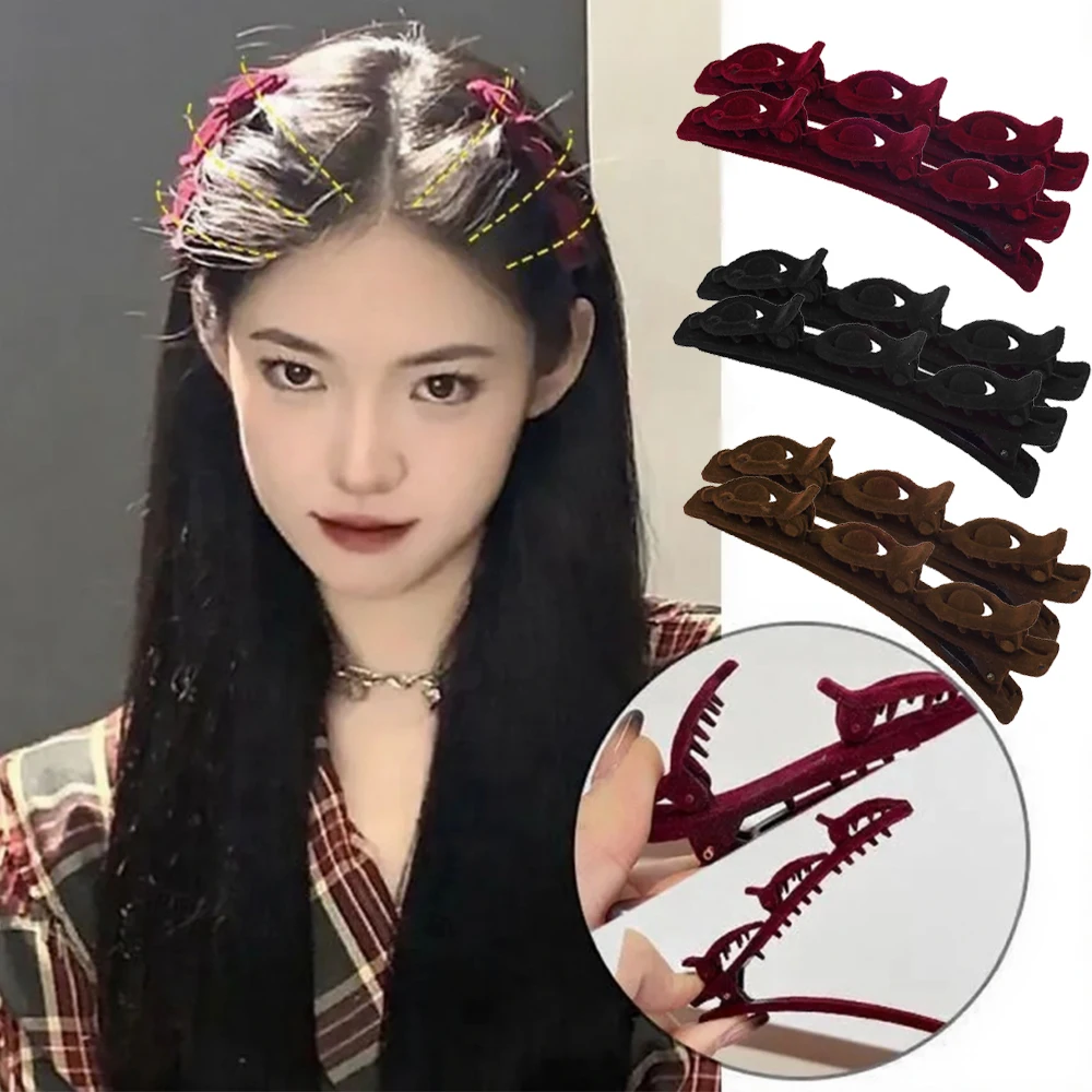 

3/6pcs Velvet Heart Hair Side Clips Claw Hairpin Sweet Bangs Girls Women Cute Barrettes Hair Styling Headwear Hair Accessories
