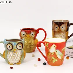 Owl Ceramic Mug Ornaments Couple Water Cup Office Coffee Mugs Afternoon Tea Cup Milk Mugs Milk Tea Cups Cereal Breakfast Cups