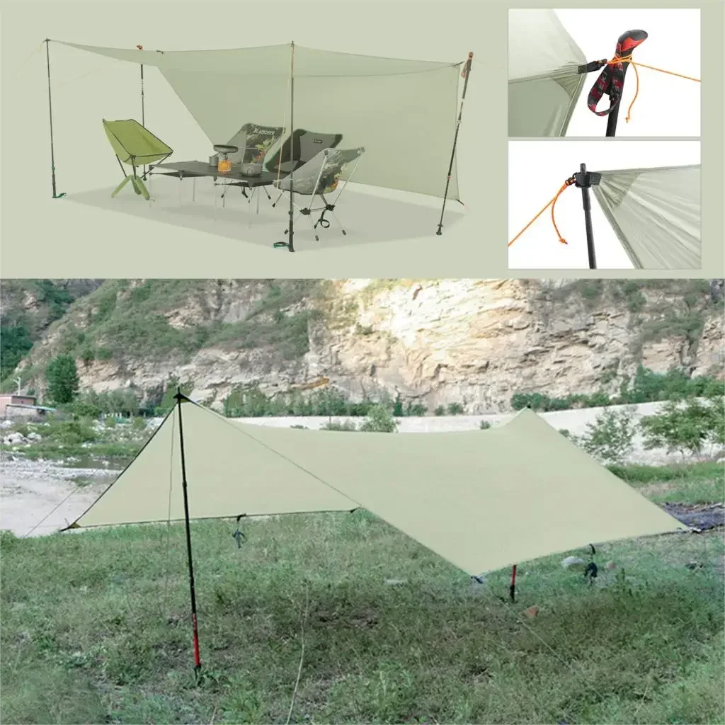 450g 20D dwustronna plandeka nylonowa pokryta silikonem Ultralight osłona przeciwsłoneczna namiot plażowy pergola markiza baldachim Rainfly Camping osłona przeciwsłoneczna