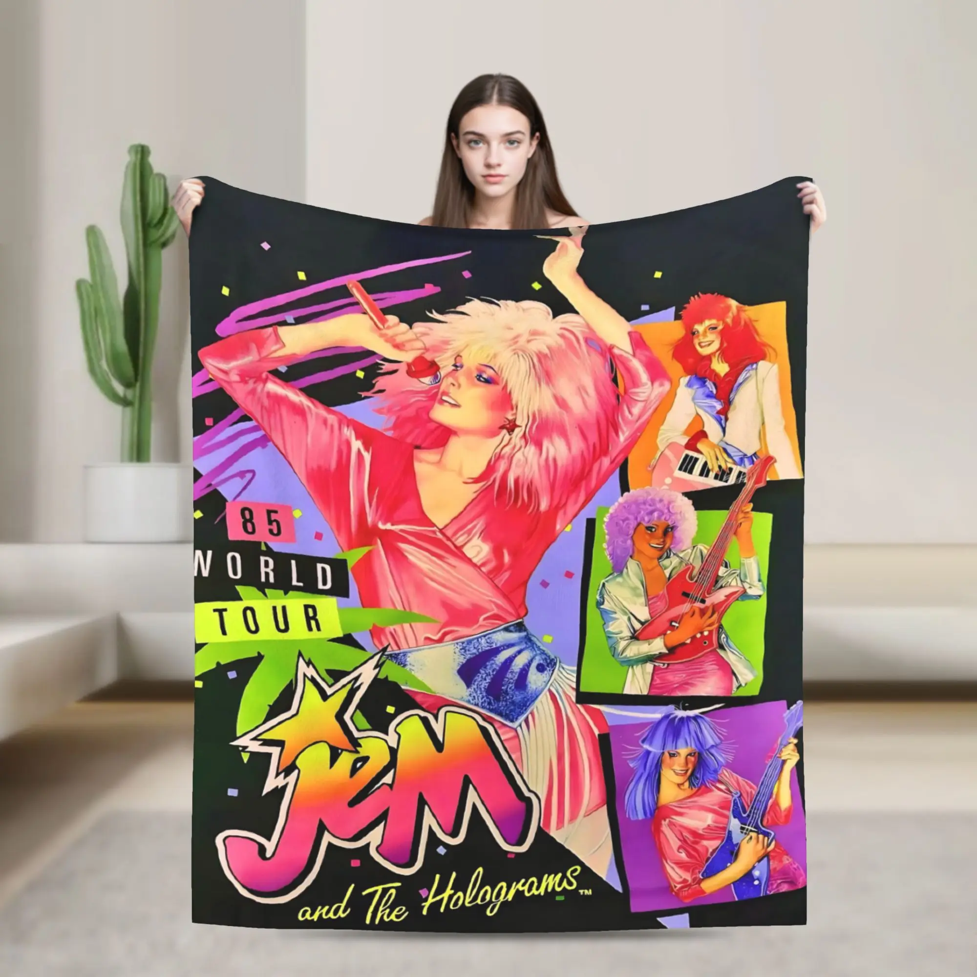 Jem And The Holograms Blanket Flannel  Relax Super Soft Throw Blanket for Sofa Bedspreads