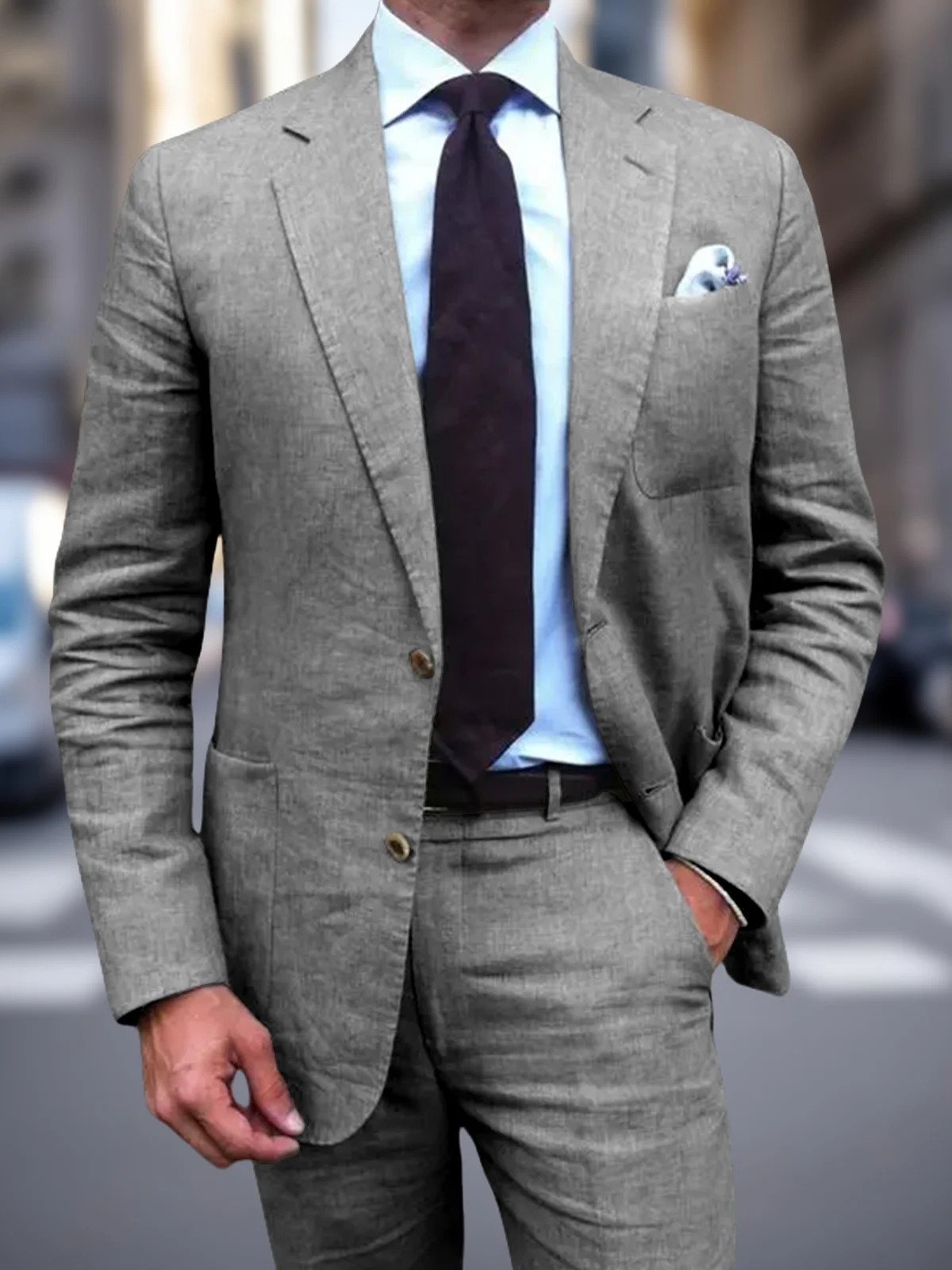 

Summer Linen Suit for Men Slim Fit Man 2 Piece Outfit Business Set Terno Masculino Completo Traje Para Hombre Ropa Hombre Tuexdo
