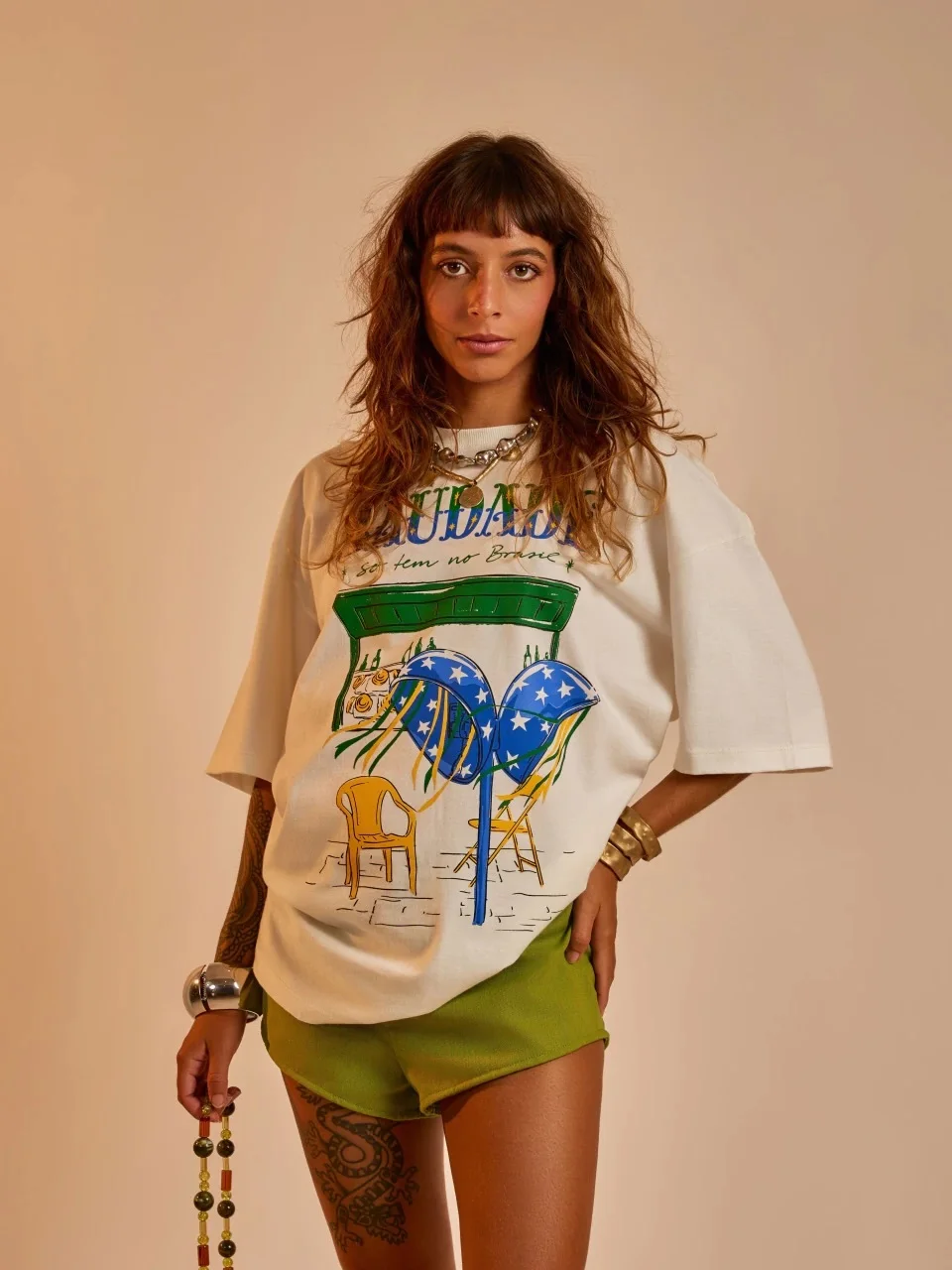 Retro American Summer Vacation Ocean Print Spicy Girl Loose Casual Pure Cotton Short Sleeve T-Shirt Women's Fashion Cotton Tee