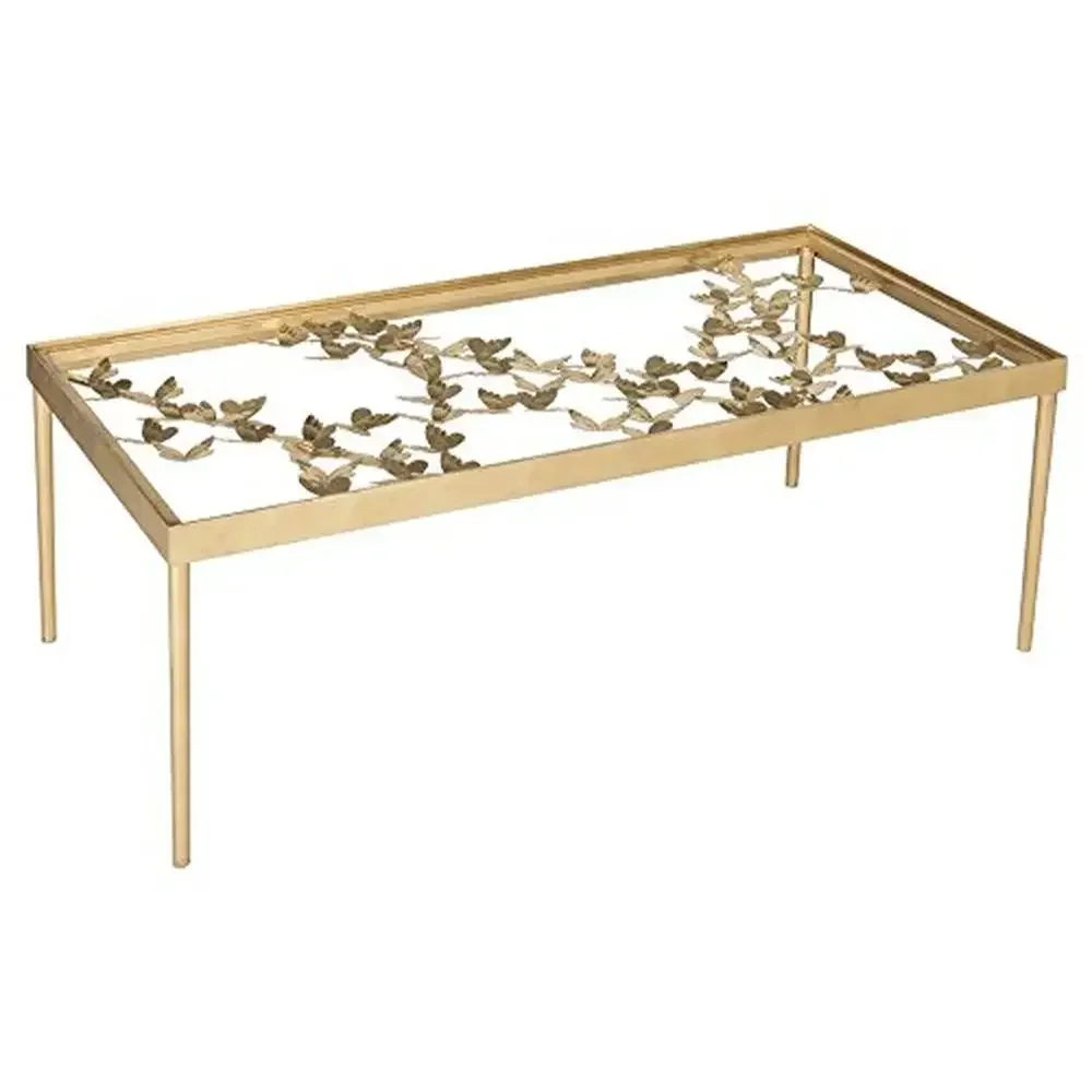 Iron Crafted Butterfly Coffee Table Antique Gold Living Den Library Study High Quality Unmatched Style Hand Crafted Artisans