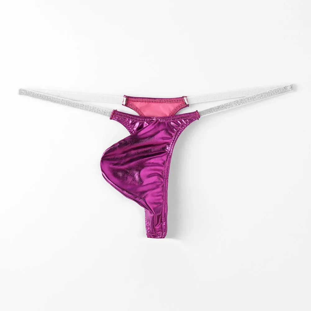 Mens Solid Color Underwear Oily Shiny Erotic Hombre TBack Shiny Sexy Thin Straps Mini Low Waist Slight Strech GStrings Fashion